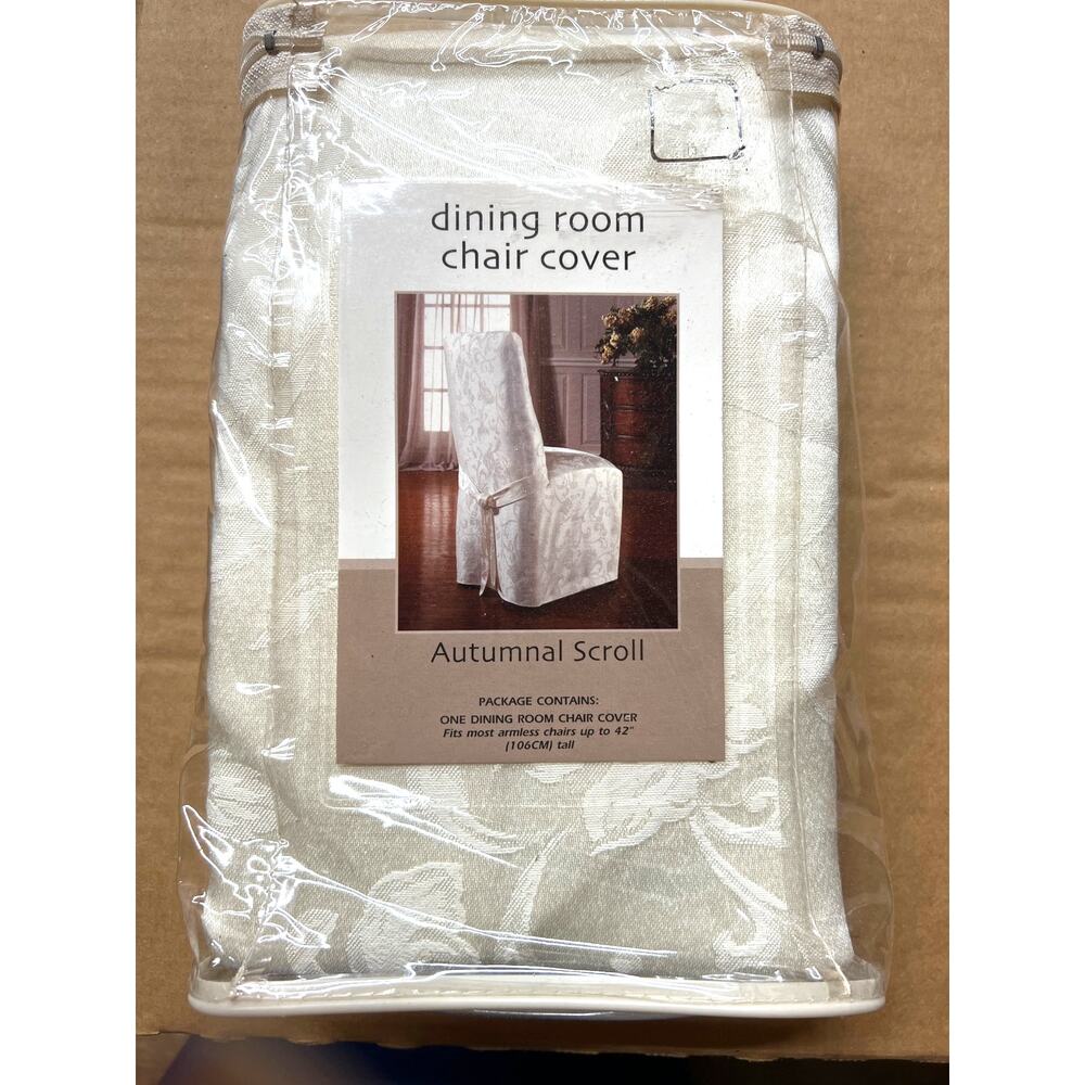 Dining Room Chair Cover White Autumnal Scroll Design NEW